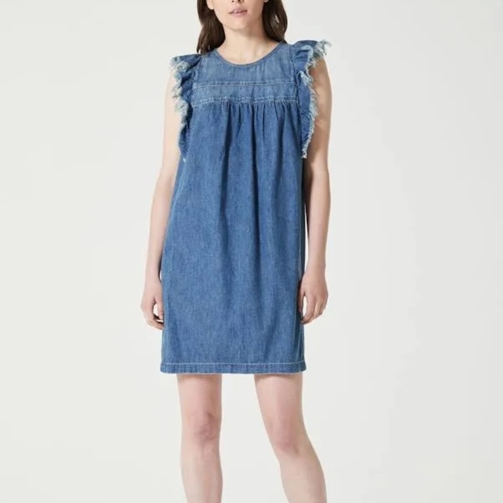 ADRIANO GOLDSCHMIED BLUE FRAYED MINI DRESS, MEDIUM